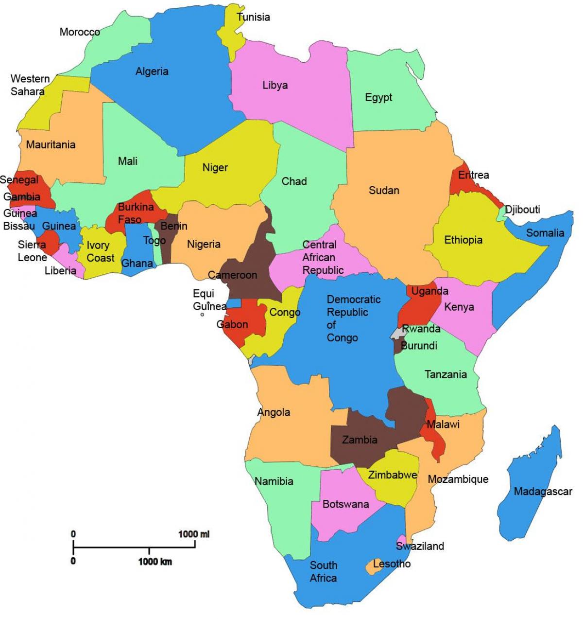 карта на Африка, с участието на Танзания