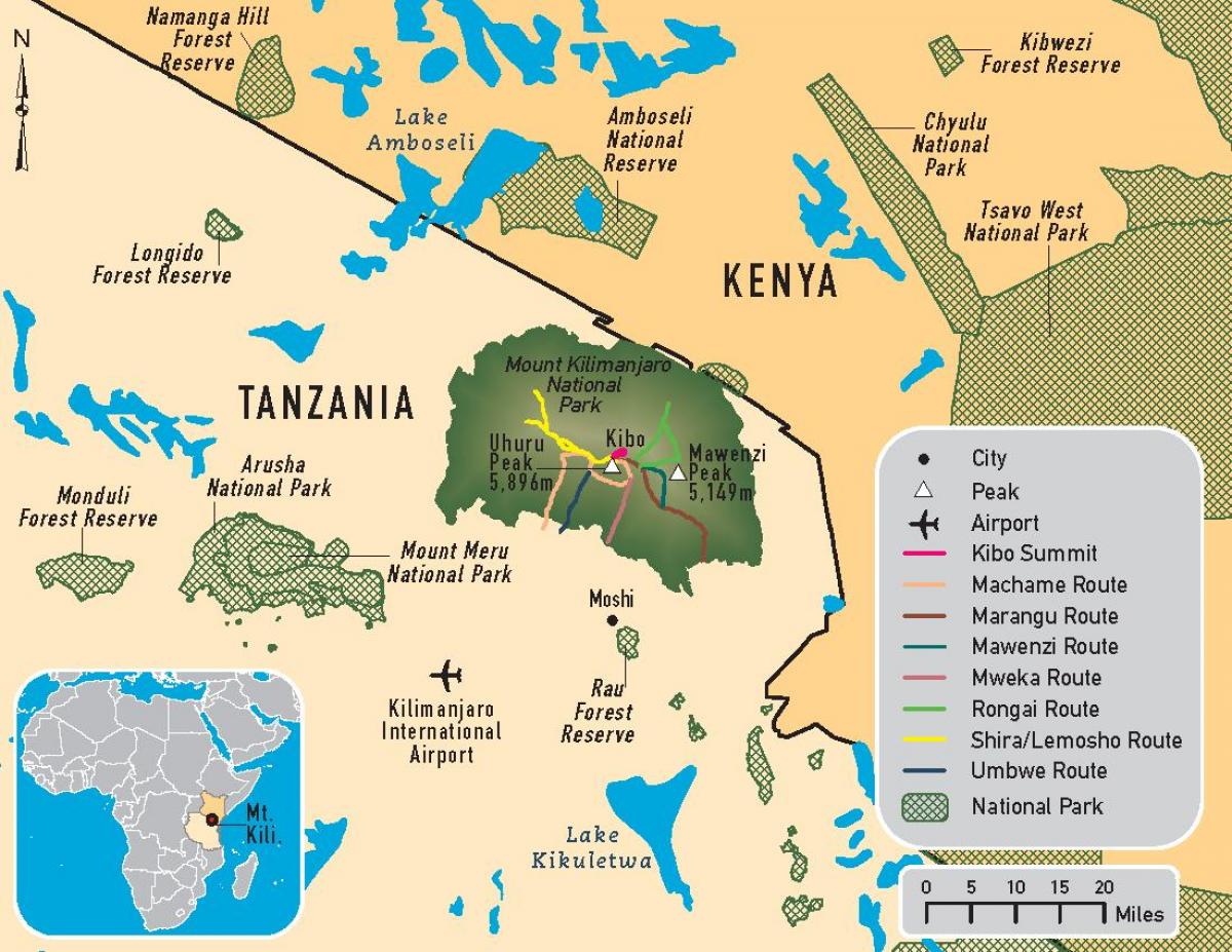 Карта На Килиманджаро, Танзания
