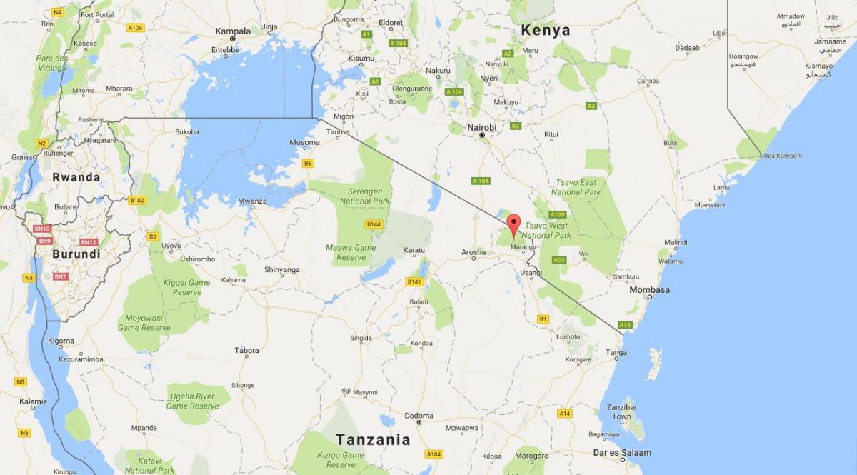 местоположение Танзания върху картата на света