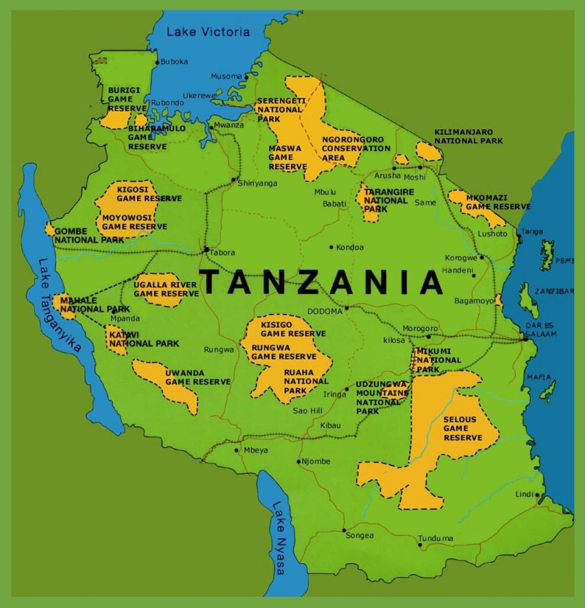 на картата на Танзания