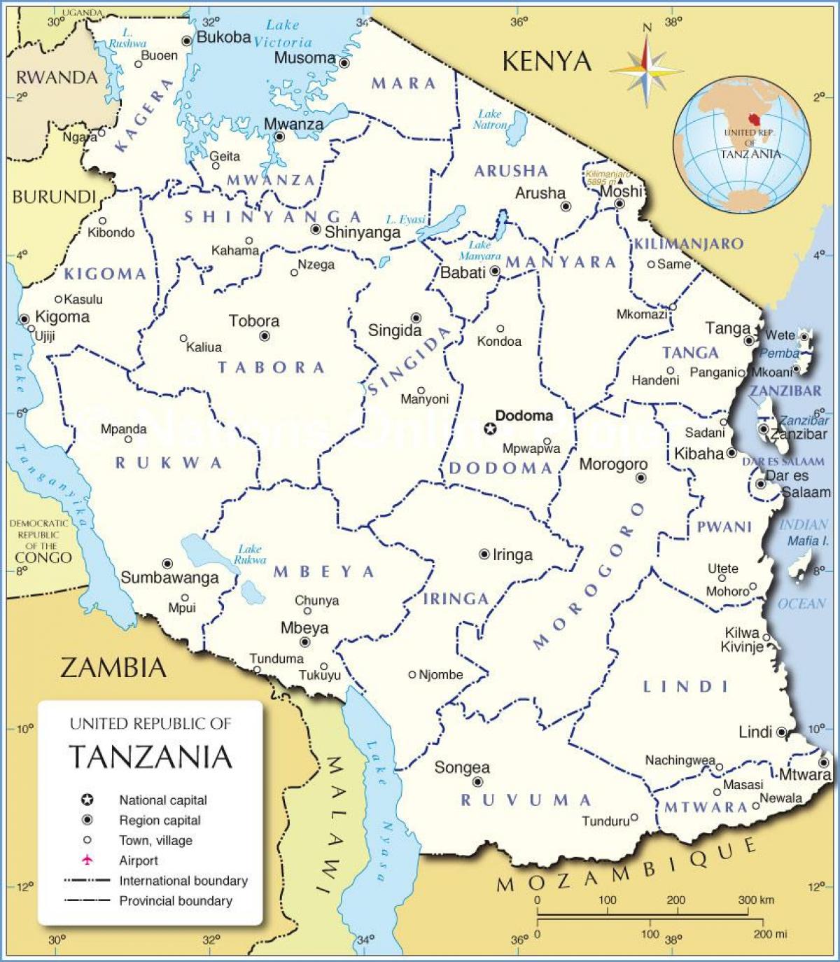 Картата на Танзания район