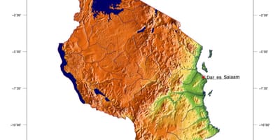 Карта на релефа на Танзания 