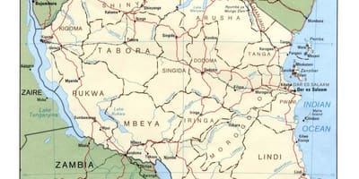 Карта на исторически места в Танзания