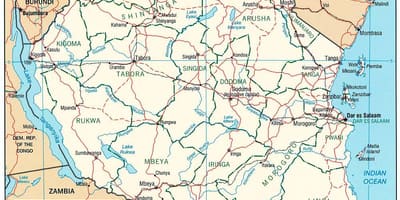 Карта с градовете Танзания