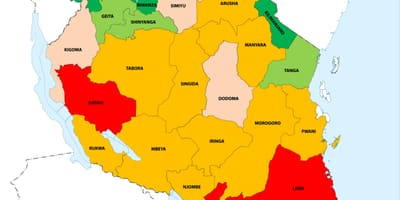 Гъстота на населението на Танзания на картата