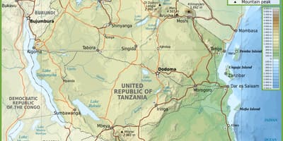 Пътна карта на Танзания км