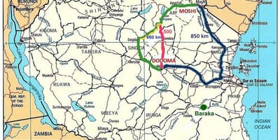 Пътна мрежа на картата на Танзания