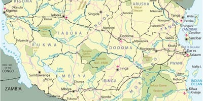 Туристически атракции на картата на Танзания