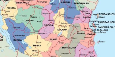 Картата на Танзания политически